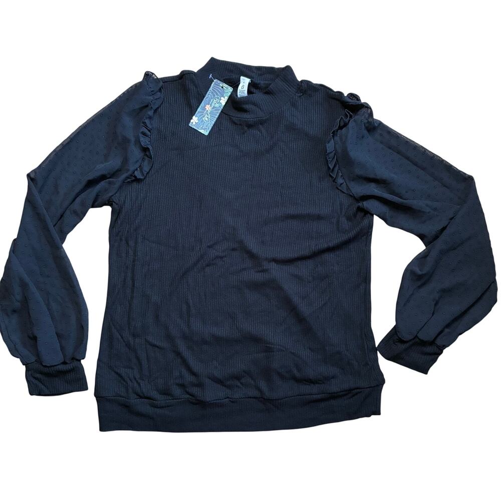 Sheer Sleeve Mockneck Shirt